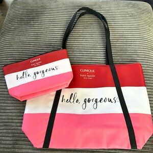 Clinique & Kate Spade hello gorgeous bag bundle- tote with makeup bag